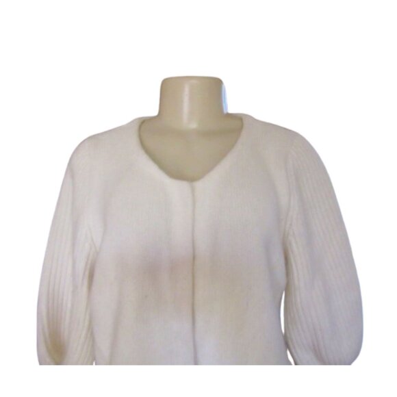 Ann Taylor Soft 3/4" Sleeves Button Down White Angora/Wool Blend Cardigan L - Picture 3 of 7